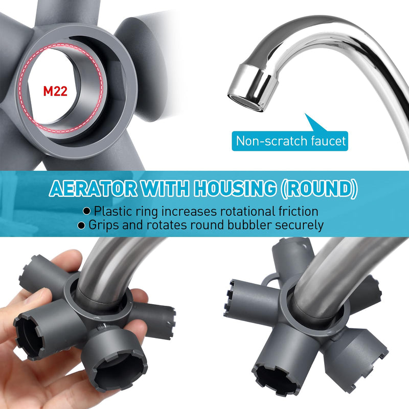 Enhon 10 in 1 Faucet Aerator Removal Tool Faucet Aerator Key for Hidden Threaded Aerator/Aerator with Housing (Cut Edge&Round) Aerator Tool with Size M16.5/M18.5/M21.5/M22/M24/M28 Aeration Tool