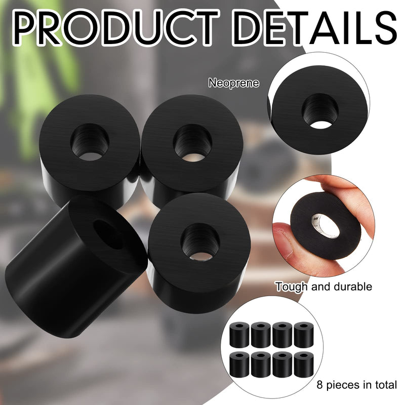 Boao Multi Purpose Rubber Spacer 1 Inch OD x 3/8 Inch ID x 1 Inch Thickness Rubber Bushing Anti Vibration Spacer Black Round Neoprene Rubber Washers for Home and Car Accessories(8 Pack) 8