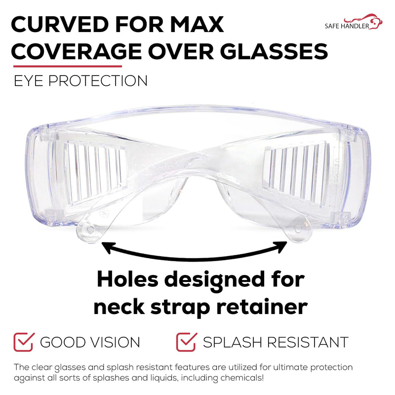 SAFE HANDLER BISON LIFE Diamont Vented Over Glasses Safety Glasses | Meets ANSI Z87.1, Impact Resistant Polycarbonate Lens Clear 12