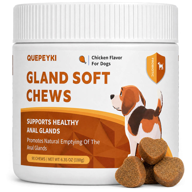 Anal Gland Supplement for Dogs, 800M CFU Probiotics & Fiber Soft Chews with Pumpkin Seed, Psyllium Husk & Inulin for Stool Consistency, Daily Digestive Health Support, Chicken Flavor, 90 Ct
