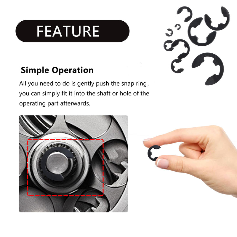 400PCS Car Retaining Rings,Alloy Steel E Clips Assortment Kit with 10 Size (M1.5 M2 M3 M4 M5 M6 M7 M8 M9 M10),External Snap Ring Kit Retaining Washers Car Accessories for Car Truck SUV