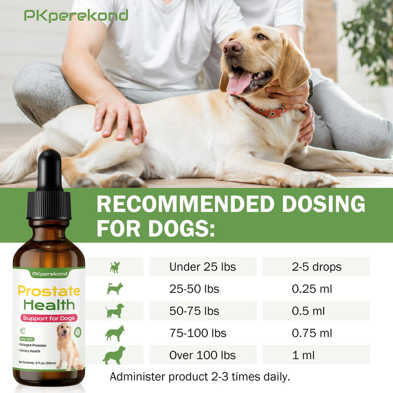 Prostate Health Support for Dogs, Relieves Enlarged Prostate, Supports Urinary Tract Health, Normal Frequency, Enhances Overall Immune Wellness, Natural Herbal Supplement, 2 oz (59 ml), Herbal Flavor
