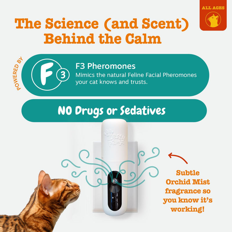 Zesty Paws 30 Day Cat Pheromones Calming Diffuser Plug-in Starter Kit - Cat Calming Diffuser for Cats with Stress, Urine Spraying, Scratching, Excessive Grooming & Aggression - Starter Kit