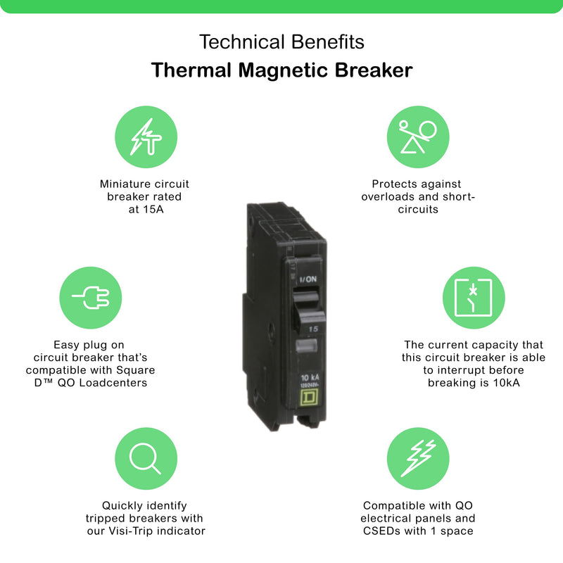 Square D by Schneider Electric, Pack of 1, Black QO115CP Circuit Breaker