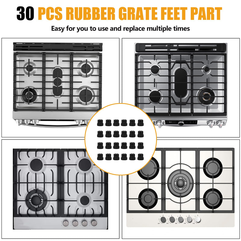 Rubber Grate Feet Part for Thermador Bosch Range/Gas Cooktop, Stove Grill Rubber Feet Replacement 00618112 1999626 617174 618112 AH3478553 EA3478553 PS3478553, 30 Pack