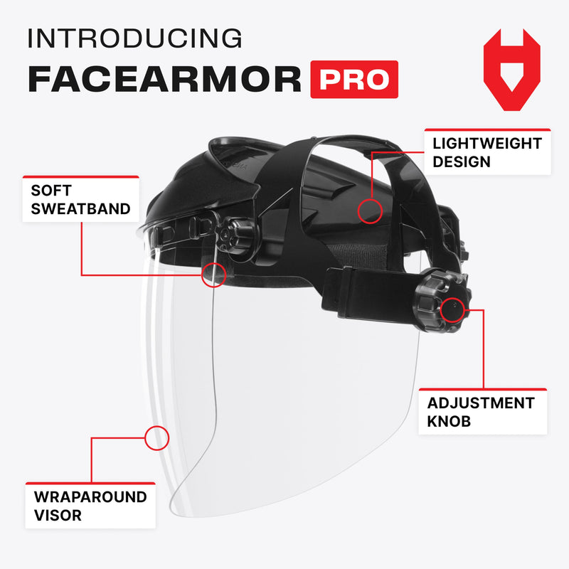 NoCry Premium Safety Face Shield for Grinding and Cutting — Clear Anti-Fog, Impact Resistant Visor and Adjustable Headgear — ANSI Z87.1 Certified for Industrial Use — Washable Sweatbands Included FaceArmor Pro