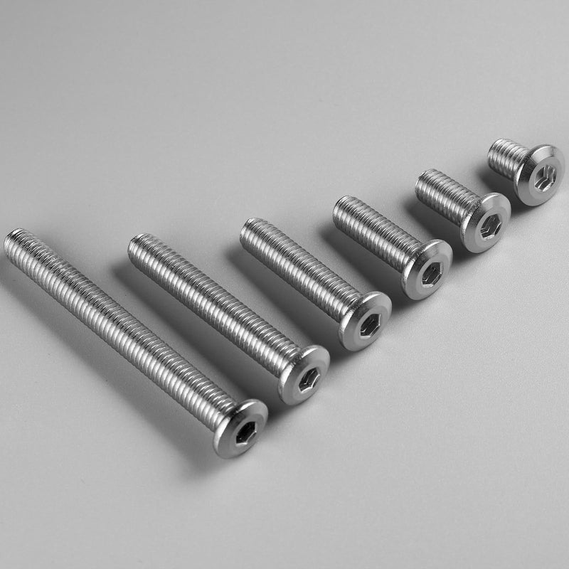 1/4-20 Bolt, 20Pcs 1/4-20 x 3/4" Flat Head Hex Socket Cap Screws, 304 Stainless Steel 18-8 Furniture Bolts, Full Thread (with Hex Spanner) 1/4x3/4 Silver 20