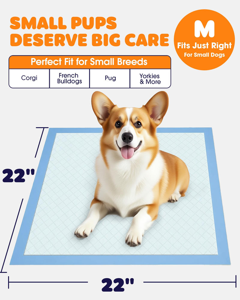 Puppy Pads - Super Absorbent & Spill-Proof Pee Pads for Dogs with 6-Layer Material, Quick-Dry & Hassle-Free Potty Pads for Floors, Furniture, Vehicle, 22" × 22", 100 Packs 22" × 22" - 100 Packs
