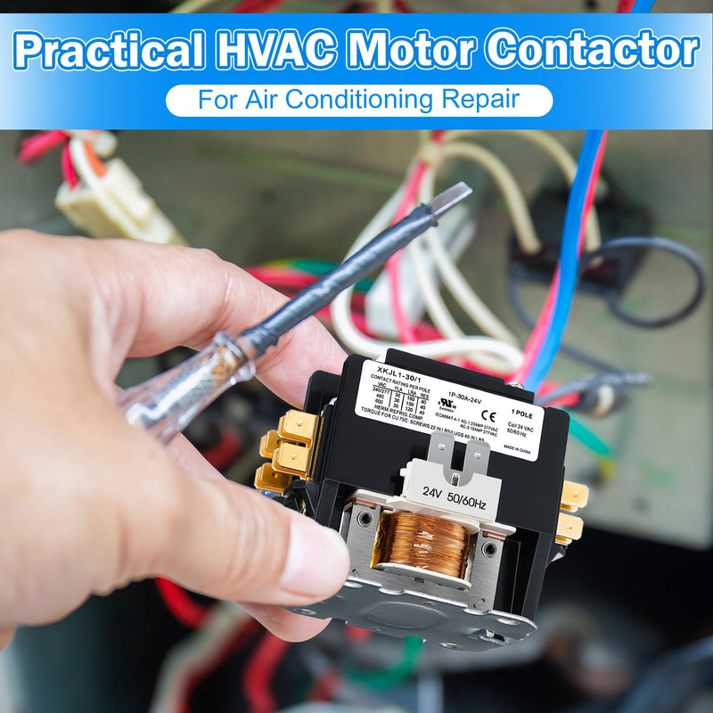 Carrier HVAC Motor Contactor, 1 Pole 24V Coil 30 Amp AC Contactor Furnace Replacement Relays, AC Definite Purpose Contactor Relays, Air Conditioner Condenser Compressor