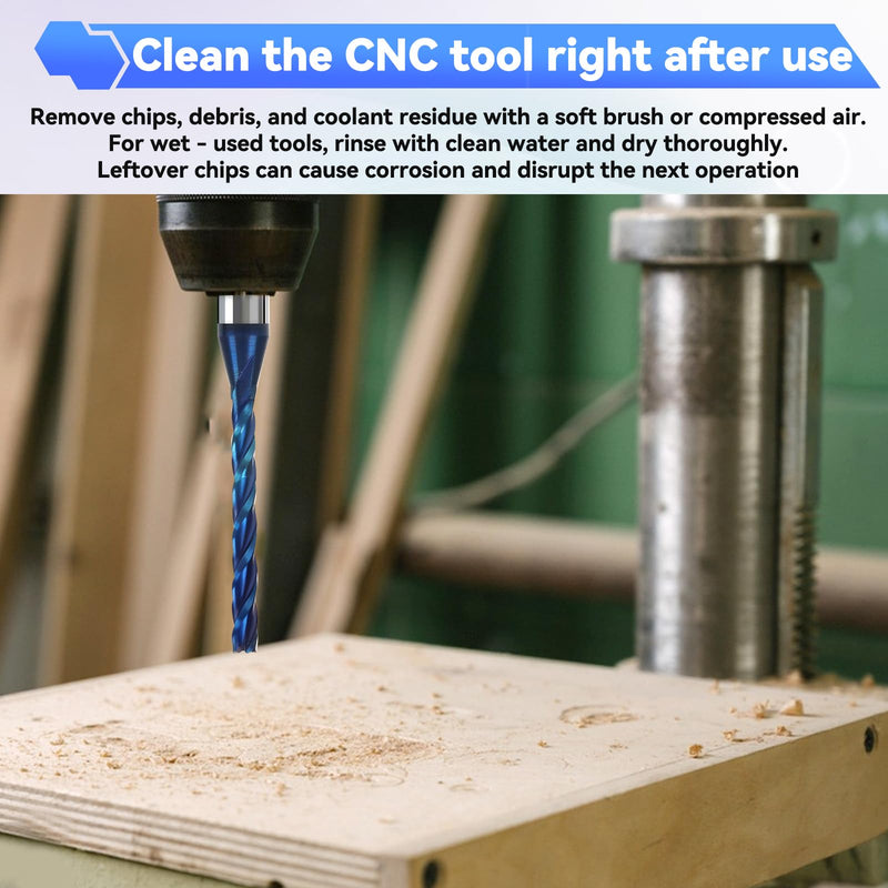 CNC Router Bit 1/8" Cutting Dia 1/4" Shank 3-Flute Extra Long End Mills | Upcut Spiral Solid Carbide End Mill with Blue Nano Coating for Wood, PVC, Aluminum PVC Engraving, 2PCS