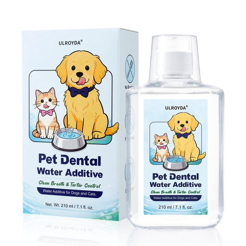 Pet Dental Water Additive for Dogs & Cats - Better Alternative to Dog Dental Spray & Brushing - Dual Enzyme & Probiotic Teeth Cleaner - Reduces Plaque & Tartar, Freshens Breath - 7.1 FL OZ