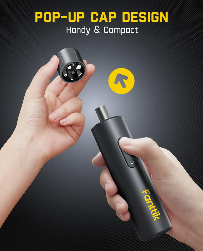 Fanttik S1 Capsule 3.7V Cordless Screwdriver, Electric Screwdriver, Max 5 N.m, 320 RPM Motor, 5 Pcs Double-Ended Bits, Compact Design, LED Light, 1/4''Hex, Idea Tool for Furniture, Appliances-Grey Grey