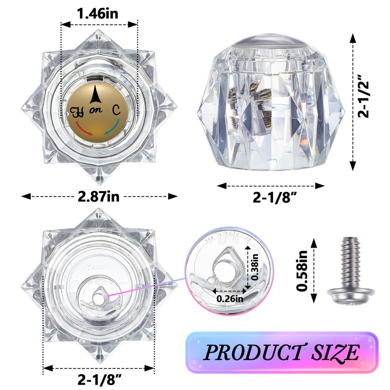 Dreyoo Faucet Handle Compatible with Delta Faucet RP2391, Single Clear Knob Handle Kit with Offset Hole for Shower/Tub, 2-1/2" x 2-1/8" Faucet Knob Replacement, Clear Acrylic Finish (1 Pack) 1