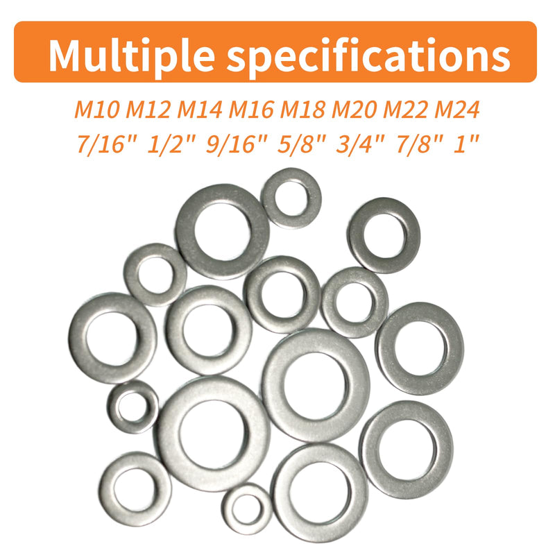 1-1/8" x 2-1/4" (OD) Flat Washers (16pcs), 304 Stainless Steel (18-8), SAE Standard Size, Hardware, ASME B18.22.1 1-1/8"