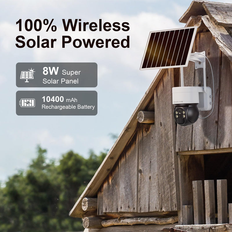 4G LTE Cellular Security Camera No Internet Needed, No WIFI Security Cameras Wireless Outdoor, Solar Camera With SIM Card, PIR Sensor, 360 PTZ, 2K HD Color Night Vision, 2-Way Talk, IP66 Waterproof 4G Solar Security Camera (Black)