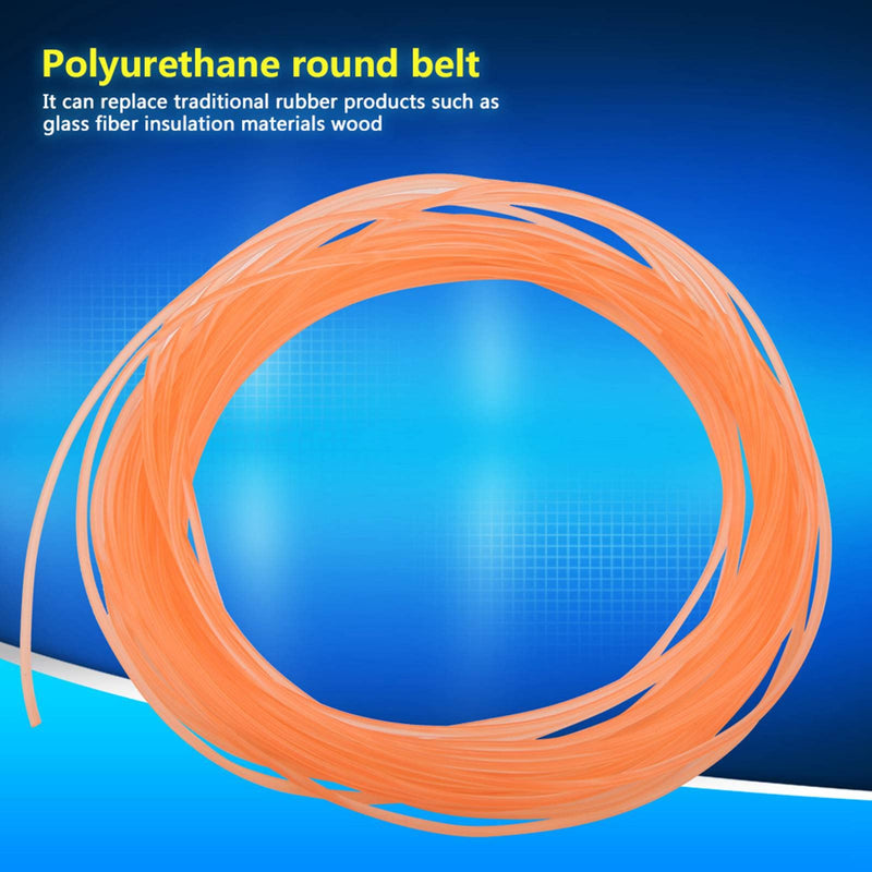 High Performance Urethane Round Belting, Orange PU Round Belt, Polyurethane Round Belt for Drive (4mm*10m) 4mm*10m