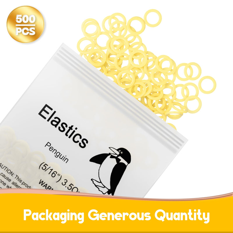 500 Pcs Orthodontic Elastic Rubber Bands, 3.5 Ounces Heavy Dental Rubber Traction Bands, Free Elastic Placer for Braces (5/16",Penguin) 5/16",Penguin
