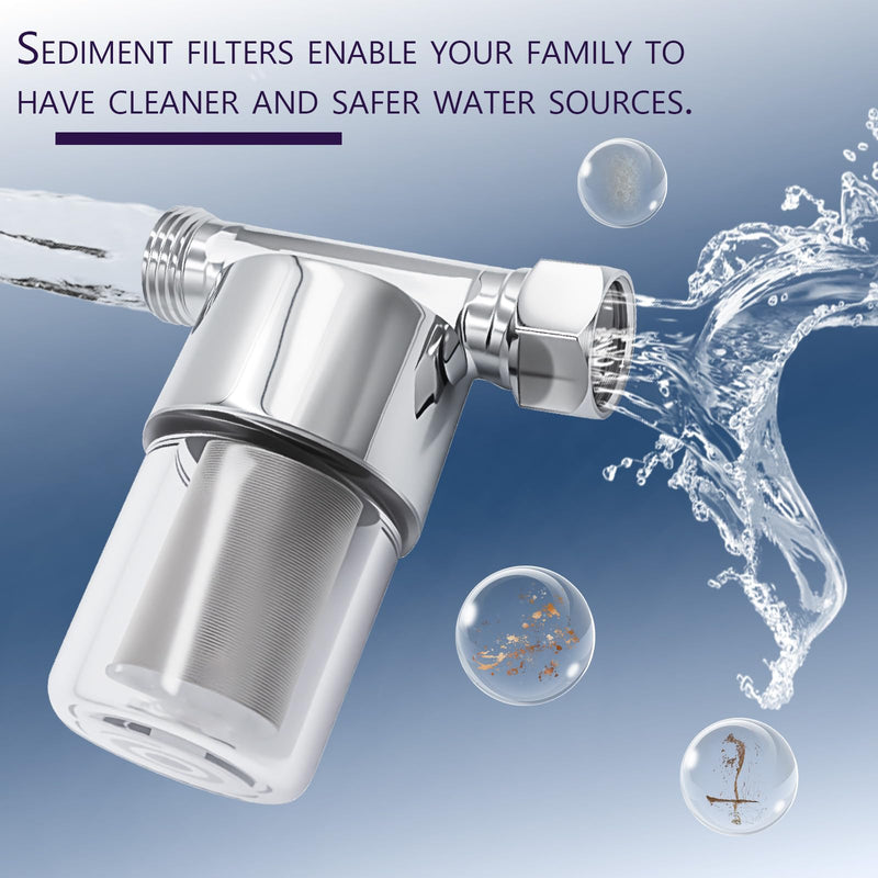 40 Micron Washing Machine Water Filter - Fits 1/2" NPT & 3/4" GHT - Protects Heaters/Showers & Appliances (silver)