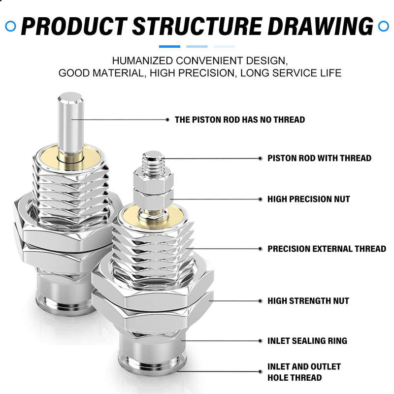 TAILONZ PNEUMATIC 10mm Bore 15mm Stroke Single Acting Single Acting External Thread Needle Cylinder Micro Cylinder CJPB10-15 CJPB10*15mm