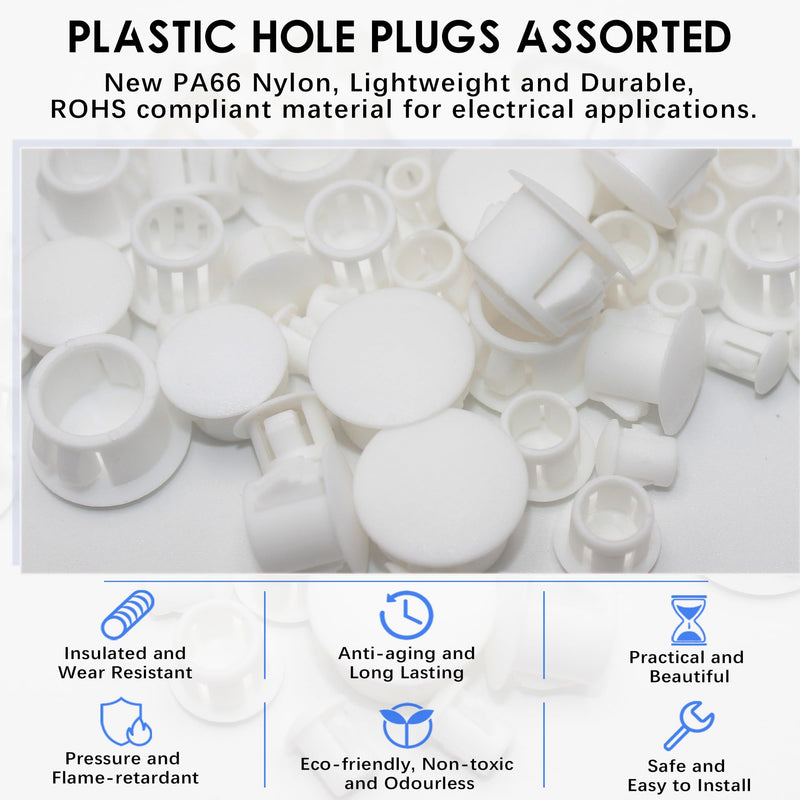 7/8 In/22 mm White Plastic Hole Plugs for Round Holes, Flush Type Panel Plugs Fastener Cover, Snap in Locking Tubing Plug Screw Hole Cover for Furniture Kitchen Cabinet, 30PCS 22mm(7/8")
