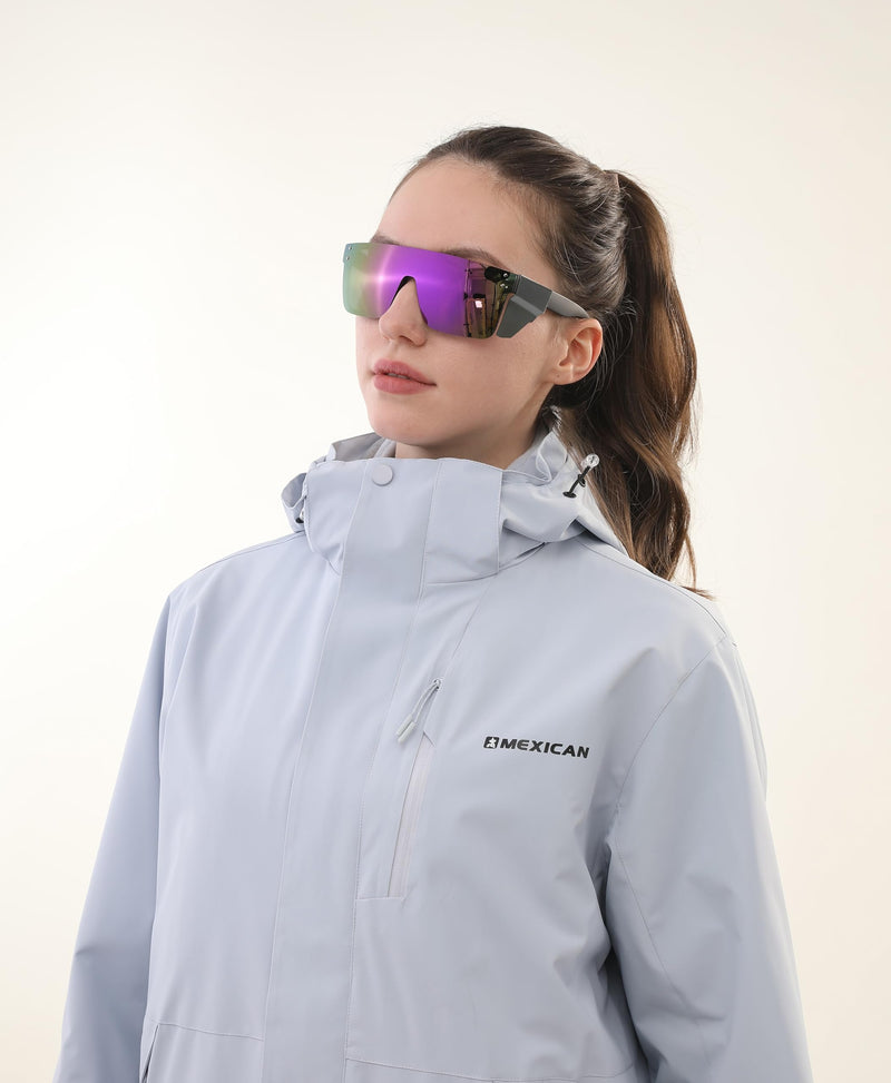 Z87 Polarized Wraparound Safety Sunglasses, UV400 Protective Eyewear for Work and Outdoors Matte Black Purple Mirror