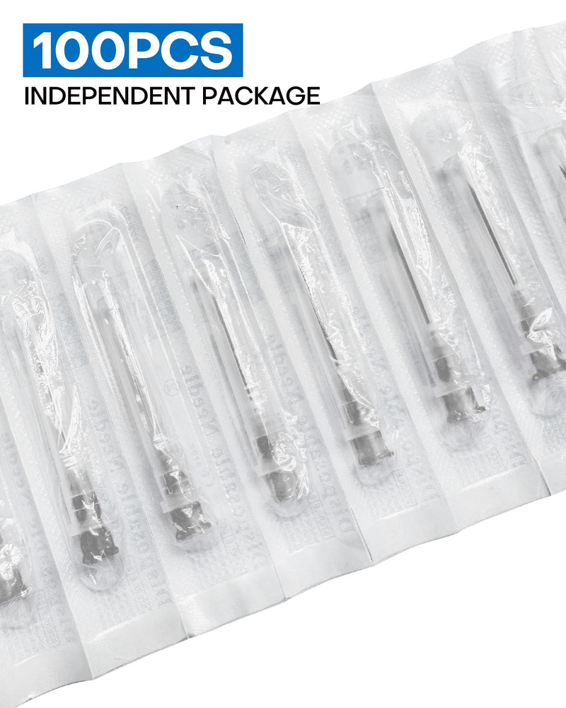100 Pcs 22G 1 Inch Disposable Needle, Luer Lock Individual Package of Lab Tools Accessories for Refilling Liqui, Plant, Industrial and Ink 22G-1 Inch