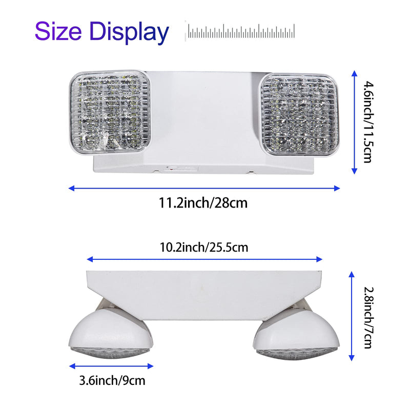 GZRUIYANG Emergency Lights with Battery Backup, LED Commercial Emergency Lighting Fixtures Two Head Adjustable, UL 924 Certified, Hardwired Emergency Exit Light for Business - 1 Pack(White) White