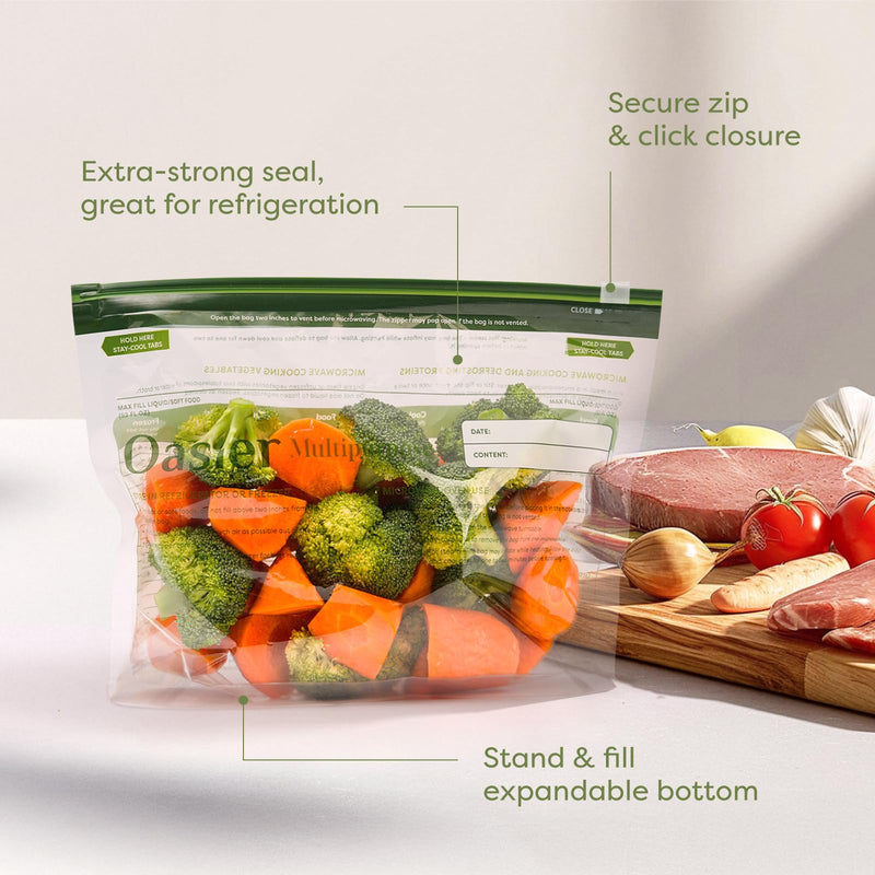 Microwave Steamer Cooking Bags, 50 Count, Healthy Oil-Free Steaming for Vegetables, Fish & More, BPA-Free Steam Cooker Pouch - 7"x10"