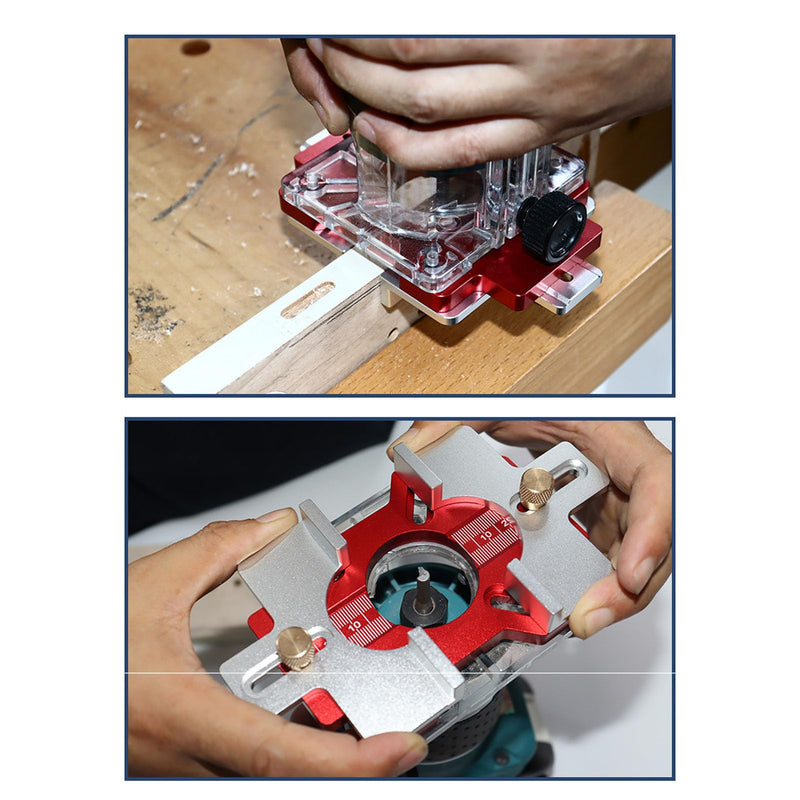 Wood Router Slotting Locator 2 in 1 Thickened Aluminum Alloy Clear Scale Woodworking Router Slotting Bracket