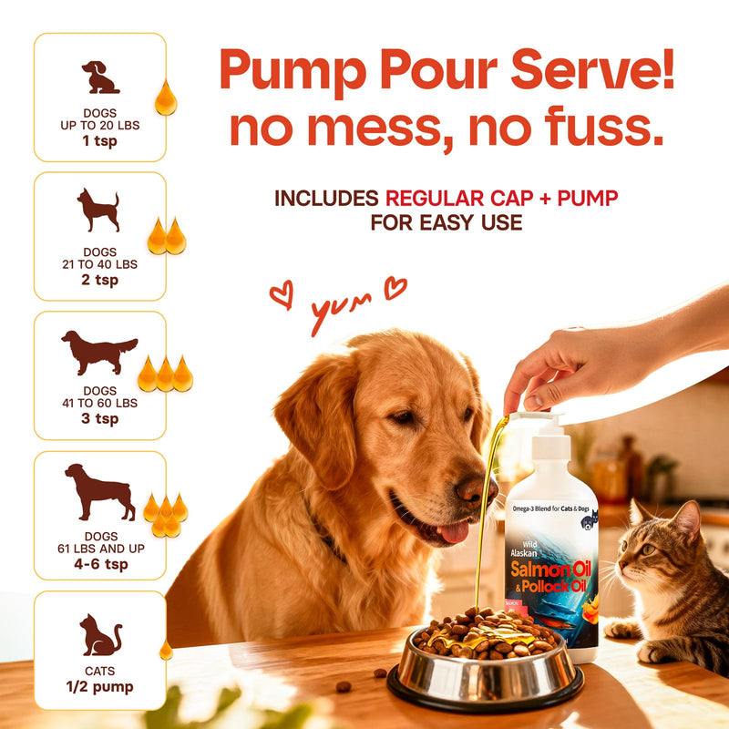 Wild Alaskan Omega 3 Salmon Oil for Dogs - Fish Oil for Dogs Natural Liquid - Must-Have Cat & Dog Essentials for Health - Cat and Dog Supplies Supports Skin & Coat - 16 Fl. Oz 16 fl oz
