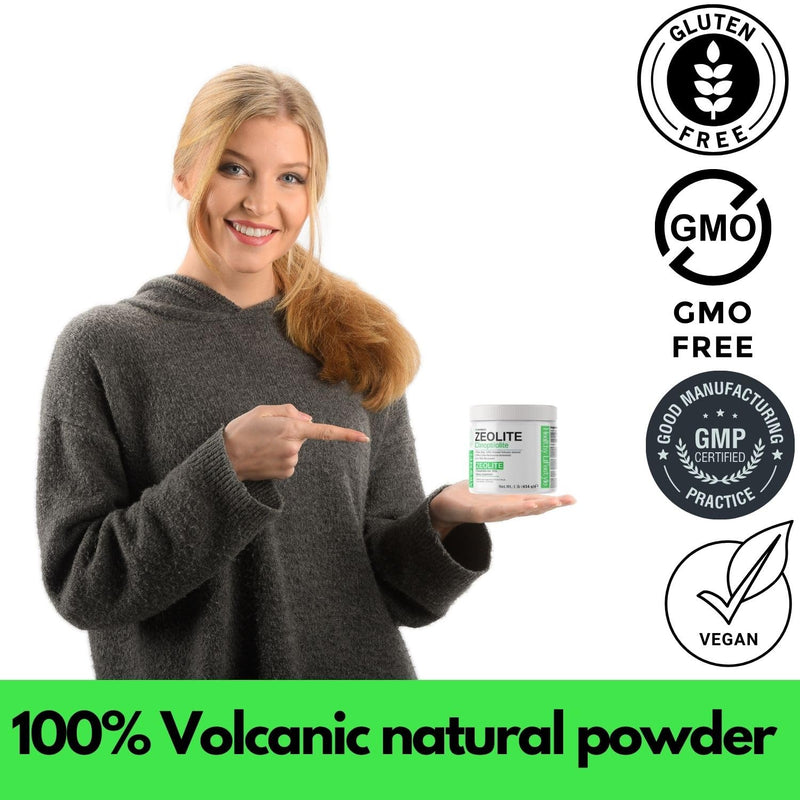 Zeolite Powder | 1 Pound - 454 g | Ultra FINE Less-Than 1 µm | Clinoptilolite 95% | 3X Activated | Safe, Gentle, & Effective Energy | Original Zeolite Powder (454 Servings) | Myherbalid - PawsPlanet Australia