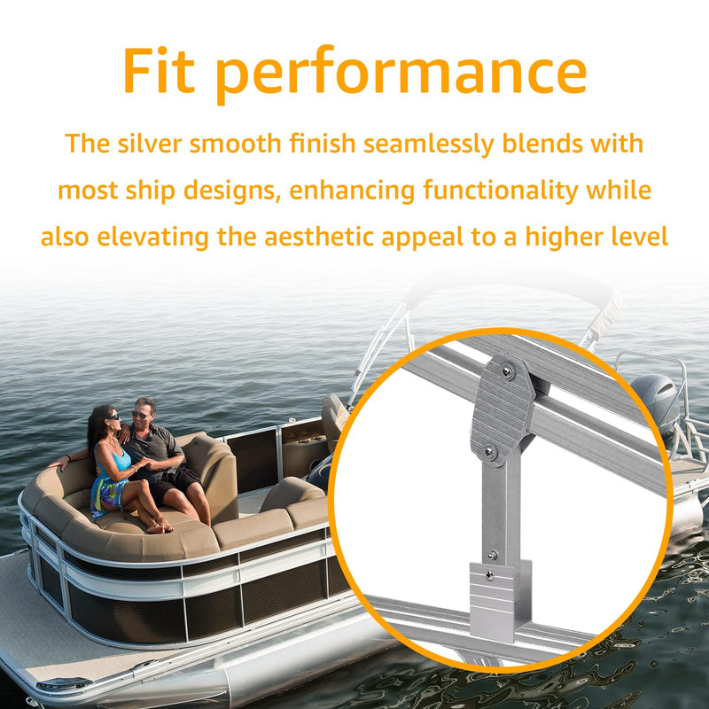 2PCS Extra Tall Pontoon Bimini H-Bracket for 1-1/4" Square Aluminum Tubing | Fit for Bimini Top Support Polesto Raise Hardware Off Rail, Protect Furniture for Pontoon Boats 2 Pieces