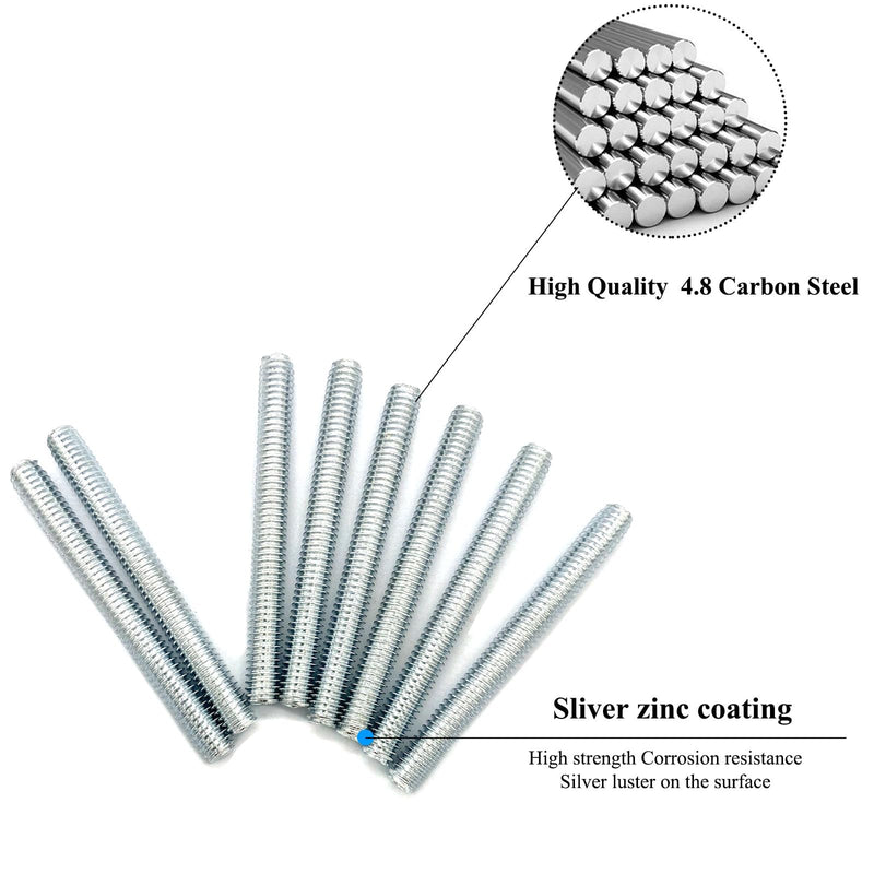 8pcs Silver Zinc Fully All Threaded Rod Carbon Steel Long Thread Screw 5/16x3" for Furniture Garden Railing Mounting Assembly Fastening Steel Frame Connection Full Thread Rod for Furniture Silver-Zinc 5/16x3 Inch-8P