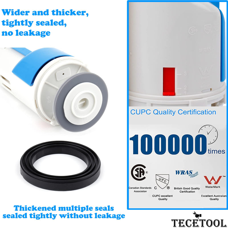 2 Inch Toilet Flush Valves Toilet Repair Kit Dual Flush Valve Replacement Fit for One Piece Toilet Top Push Button Valve (8" Height) White