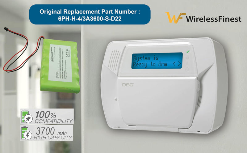 Replacement Battery+Tool for ADT DSC IMPASSA 9057 SCW9055 SCW9057 BH7236-SS 17000145 17000152 Wireless Home Security System Alarm Control Panel DSC 6PH-H-4/3A3600-S-D22, Fix Low Battery Power Issue