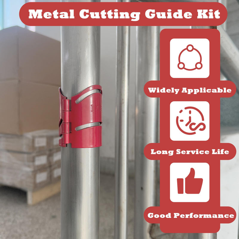 Metal Cutting Guide Kit Includes Sizes: 1-7/8", 2-3/8", 2-7/8" Pipe Cutting Guide Cuts at 45°, 90°, 22.5°, and Saddle Cut, Steel-3Pcs