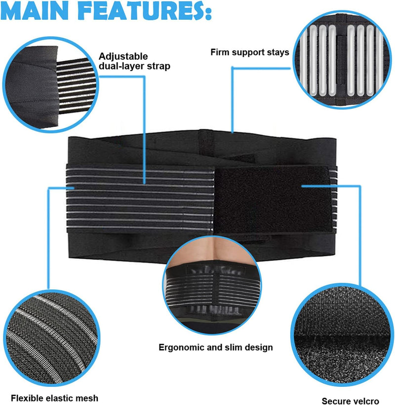 Braceup Back Support Belt - Breathable Back Brace, Lumbar Support For Lower Back For Sciatica, Herniated Disc, Scoliosis, With Double Sided Adjustable Straps (L/Xl) - NewNest Australia