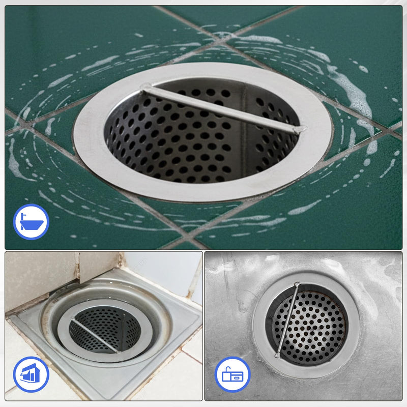 1 Pcs Commercial Floor Drain Strainer Perforated Cylindrical Mesh 316 Stainless Steel Drain Basket with Carry Handle –heavy-duty, for Restaurants, Kitchens, Factory (3" Diameter X 8" Tall) 1 3" Diameter X 8" Tall