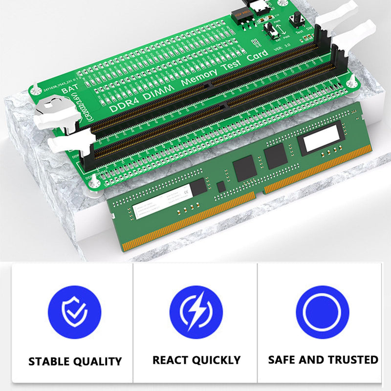 DDR4 Memory Tester, DDR4 Tester Card with LED Light, for Fixing Desktop and Server Computers Green DDR4