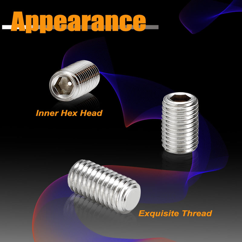 Kadrick 304 Stainless Steel Set Screws, 275 Pcs, M3-M8, 3mm-16mm Lengths 275Pcs Set Screws M3-M8