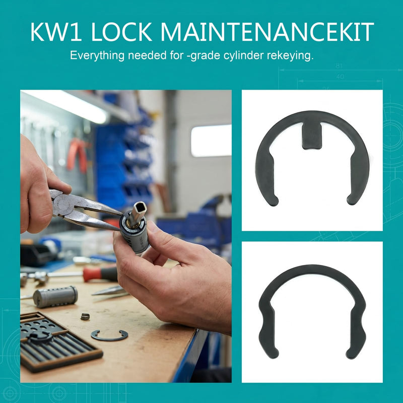 Door Lock Replacement Parts, Rekey Kit, Lock Cylinder Retainer Clip Set | 120PCS 65Mn Carbon Steel E-Clips & C-Clips, Fits KW1 SC1 SC4 Cylinders, Replaces 4215-01, 84215-001, 84345