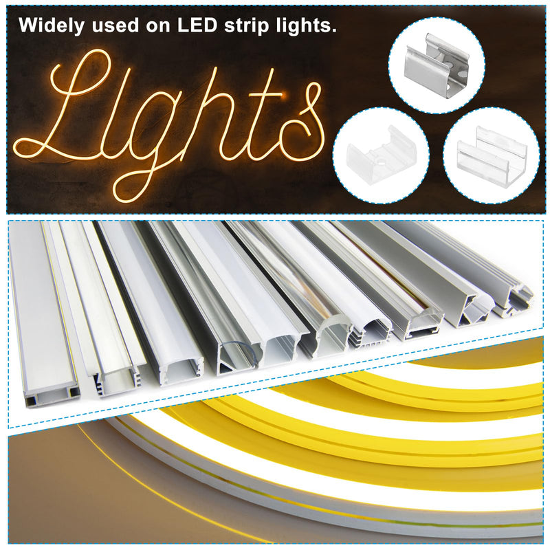 PATIKIL LED Strip Light Clips, 100 Pack Mounting Bracket Fixing Clips Stainless Steel Clamp Holders with Screws for 12mm-13mm Neon RGB Light Cable Ribbon