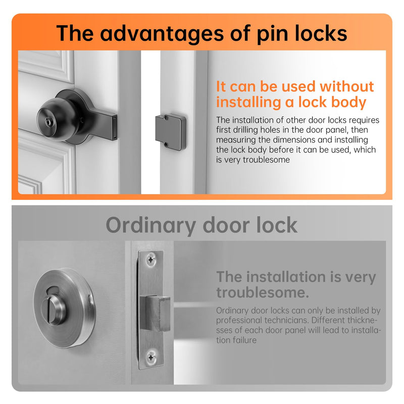 New ball indicator bolt lock, safe, with occupancy indicator, easy installation without lock cylinder, perfect for bathroom partitions, restrooms, restaurants, medical offices, Airbnb.（black) black bolt lock