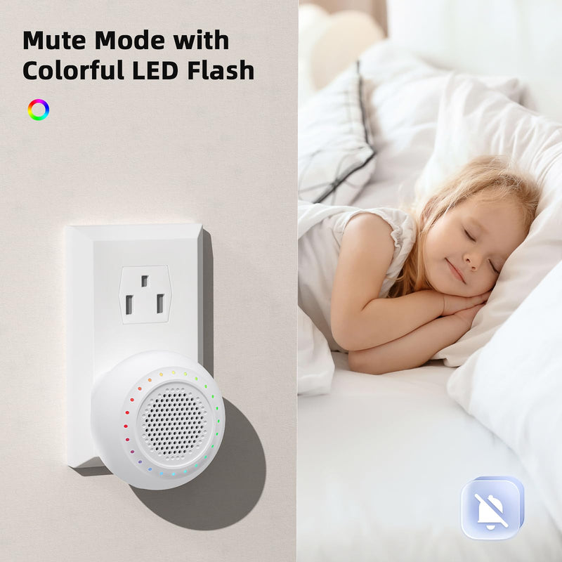 Wireless Doorbell • PHYSEN • Doorbell Chime Kits with 1 Transmitter 1 Receiver • Waterproof • Operating at 1000ft Range • 32 Ringtones • 5 Volume Levels • LED Flash • Door Bell for Home Classroom 1 Button+1 Receiver