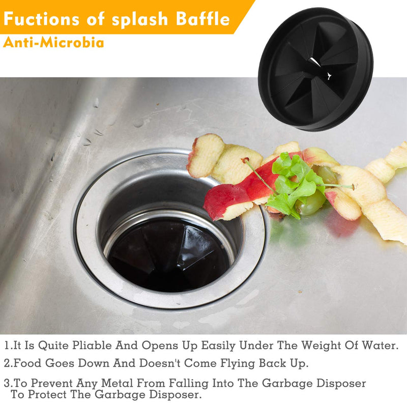 Sink Baffle QCB-AM, Replacement for Evolution Series, Garbage Disposal Splash Guards, Quite Collar, Drain Plugs, Disposer Accessories 3.25Inch (Black (1pcs)) Black (1pcs)