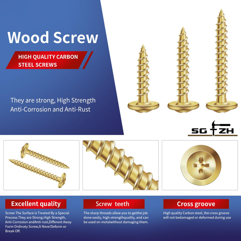 #8 x 1/2" Wood Screw 100Pcs Alloy Steel Standard Thread Truss Head Fast Self Tapping by SG TZH #8 x 1/2" 100