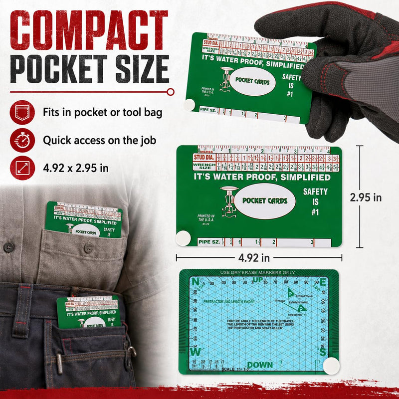 Waterproof Pocket Cards for Pipefitter,Reference Charts and Formulas for Plumbing | Compact and Portable Pipe Fitting Tools for Pipeline Installation Professionals