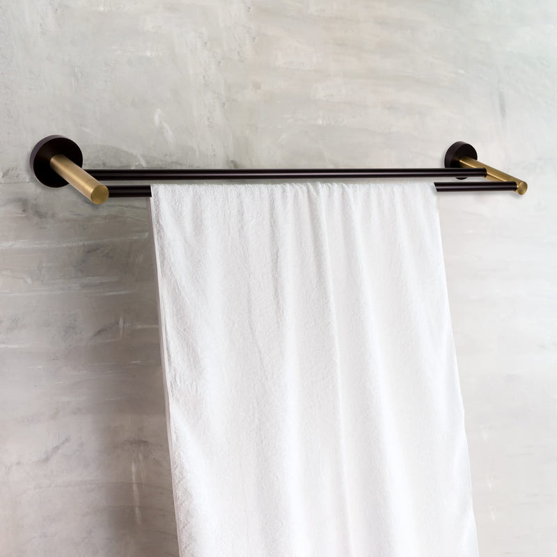 Design House Kelton Double Towel Bar, 24", Matte Black, Satin Gold Matte Black/Satin Gold 24 in. Wide Towel Bar - Double