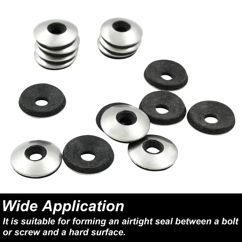Biaungdo 120 Pcs #10 x 1/2" Neoprene Washers, Stainless Steel Neoprene EPDM Bonded Sealing Washers Rubber Washers Gasket Assortment Kit for Screws(M4.8 x 14mm) #10 x 1/2"