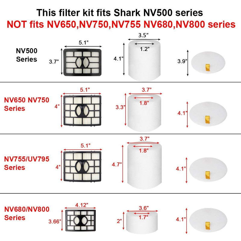 2 + 4 Pack Vacuum Filters Replacement Compatible for Shark Rotator Pro Lift-Away NV500, NV501, NV502, NV503, NV505, NV510, NV520, NV552, UV560, NV642, ZU780, ZU782, ZU785, Part Xff500 Xhf500 - NewNest Australia